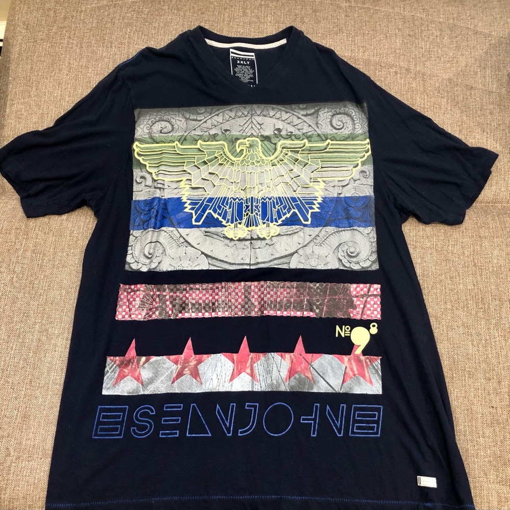Vintage Sean John V neck T-shirt. Navy Blue size 3XLT